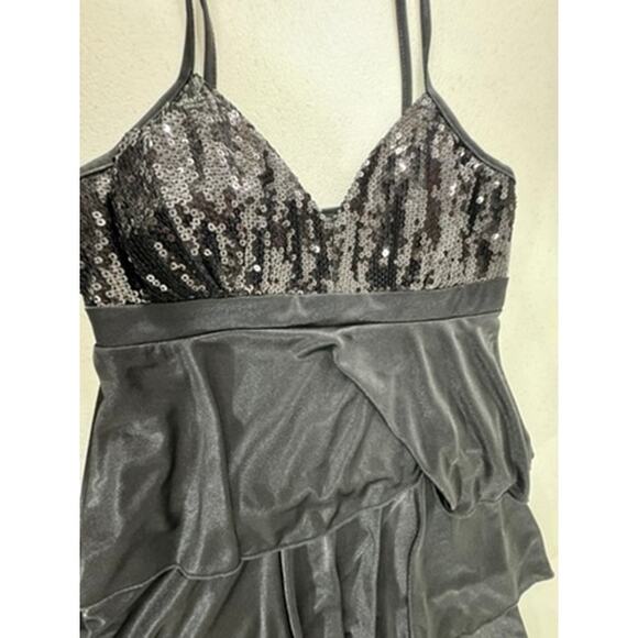 "BCX" Black BabyDoll Sequined Dress Goth Dark Fairy Sexy Y2K Hoco SZ M USA Made - Picture 6 of 12